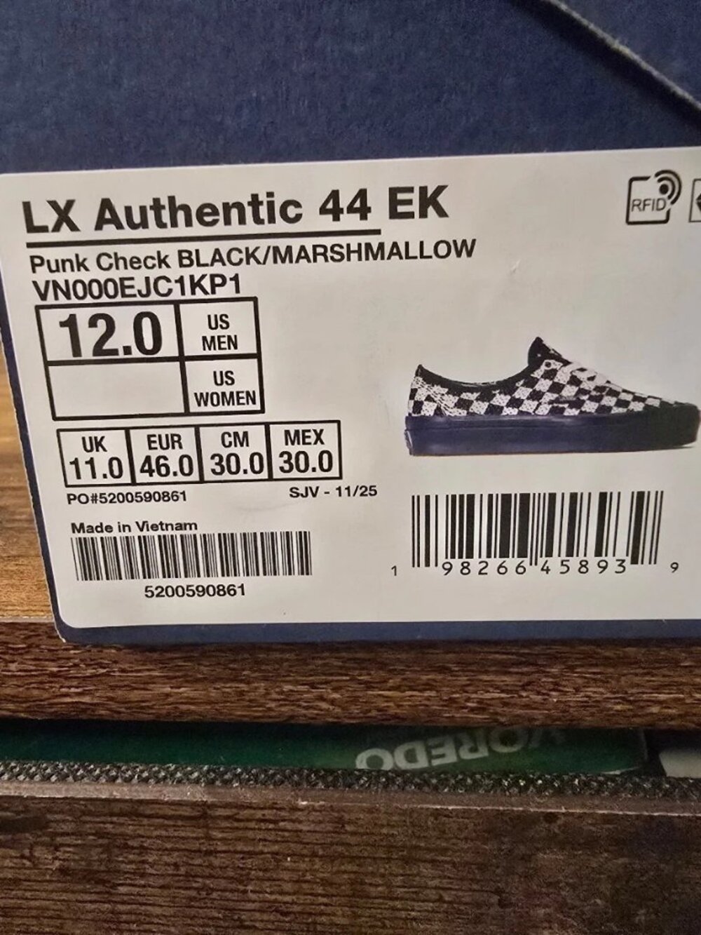 Vans Premium Authentic 44 EK Punk Check Black VN000EJC1KP Men's Size 12 US Shoes - Picture 10 of 10